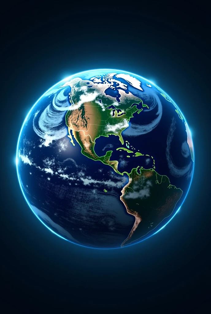 create a 3d image of the earth with glowing blue edges in png