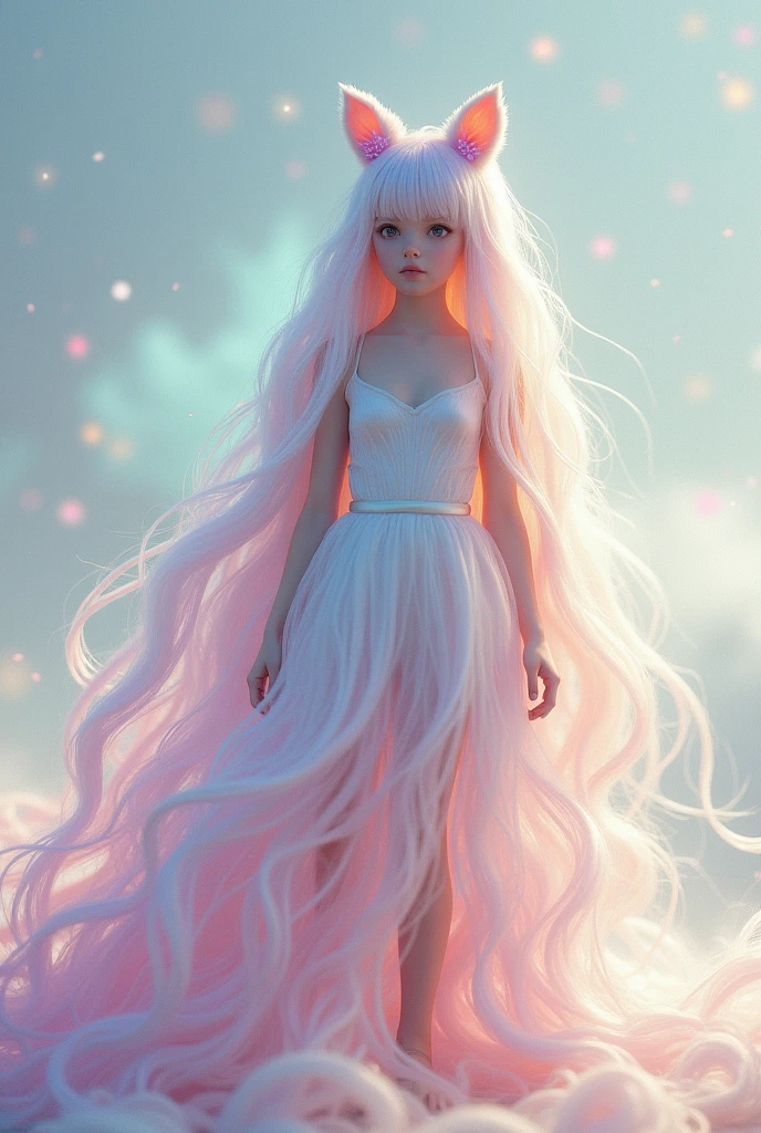 1 white girl as a unicorn with unicorn hair all over from head to toe full body.