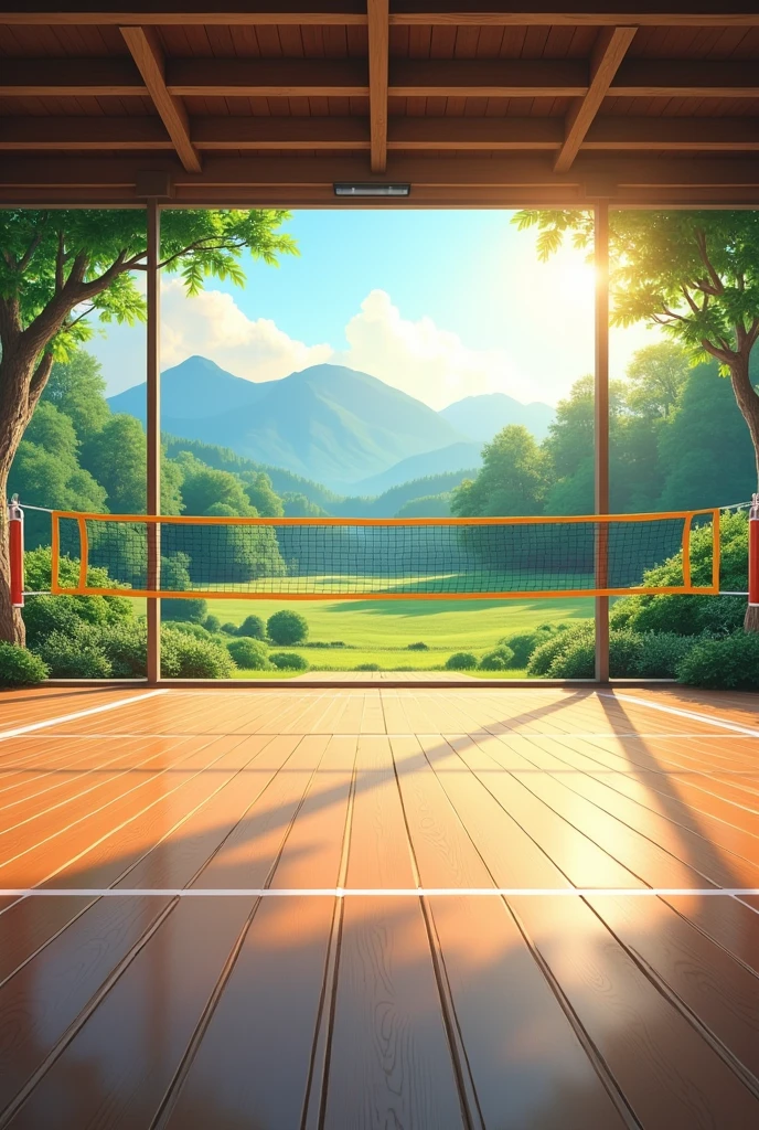 realistic volleyball court in door wallpaper vector landscape