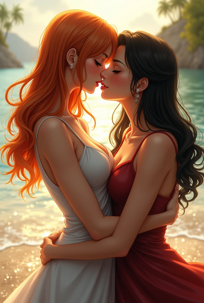 Nami kissing robin ( lips locked )
