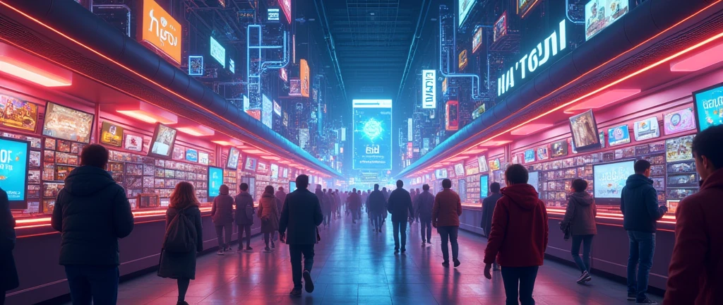 Digital Zone ,Games and Computers , popular market ,  happy people, buying , money mney money