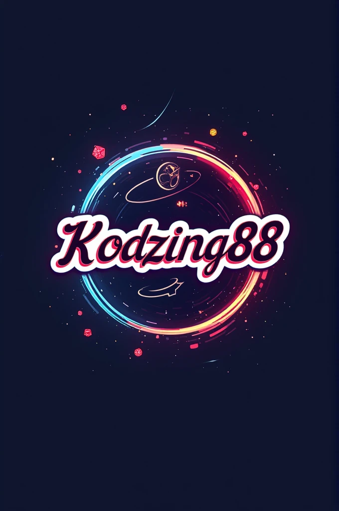 Create logo “Kodzing88” about gambling, game, 8 bit and space. “Kodzing88” in the middle.