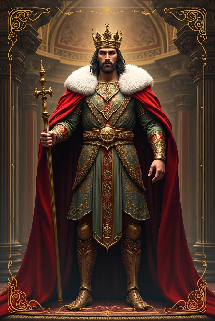 Generate a playing card, k king royalty