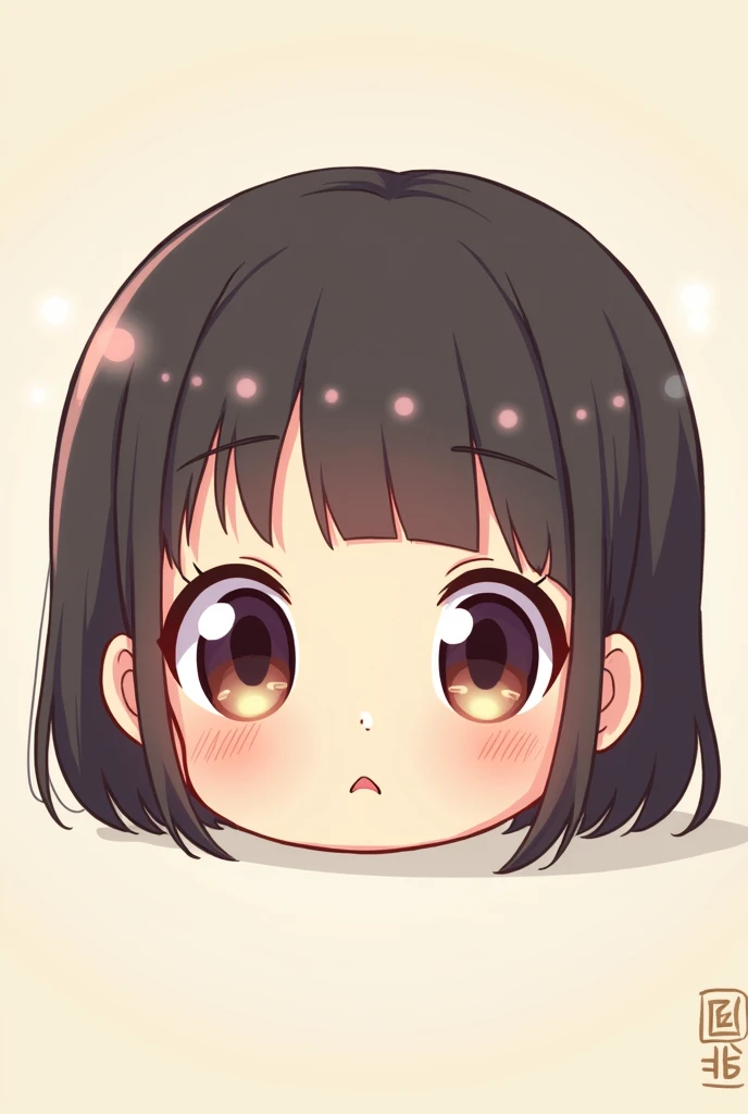 Cartoon with text:
Cute and adorable face, big detailed eyes, Cute little cartoon girl, Tsuyu asui