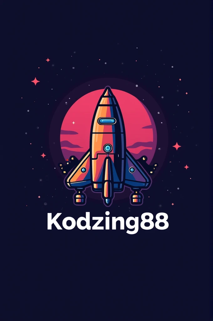 Create logo “Kodzing88” about gambling, game, 8 bit and spacecraft. “Kodzing88” in the middle.