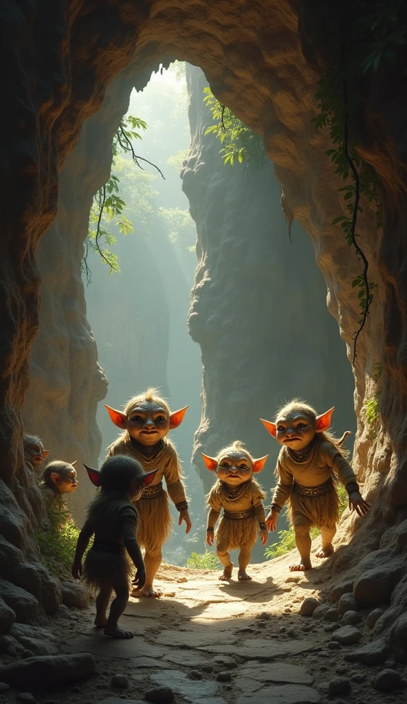In the cave,Small male goblins, австралопитеки