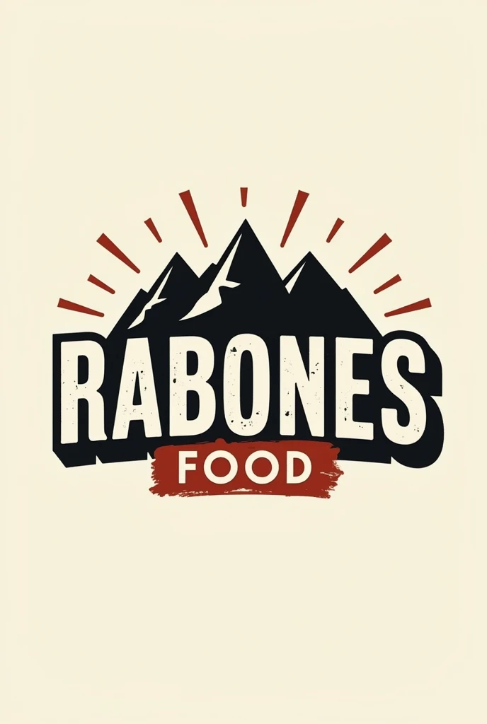 Logo for a fast food restaurant that sells hamburgers, French fries and hot dogs, In addition to having to do with the mountain and called "Rabones Food",
