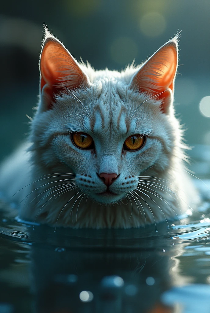 um gato de water , piercing look  ,water , bonitas, pelo de water 
