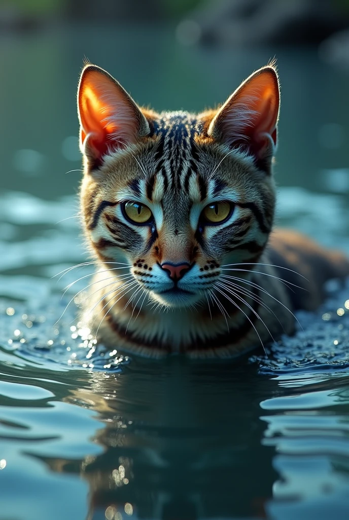 um gato de water , piercing look  ,water , bonitas, pelo de water 