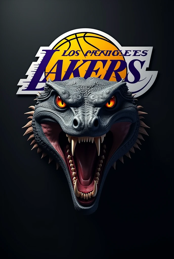 Los Angeles Lakers crest replaced with lizard face instead of ball