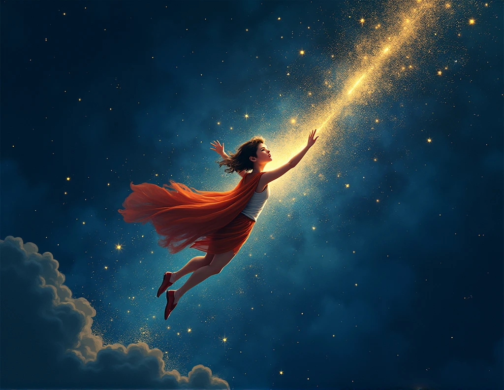 create an image with a dark blue background, yellow and white details. theme: fly high in your studies.