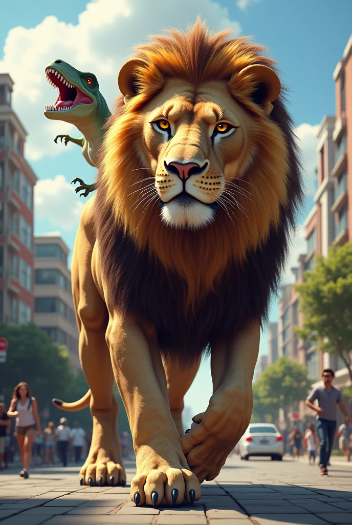 Lion walking in local area and lion sit on dayanasor