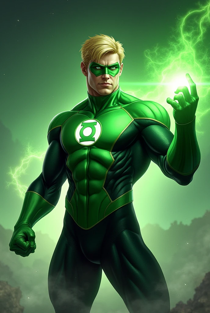 Generate a blond Green Lantern. He is around 1.