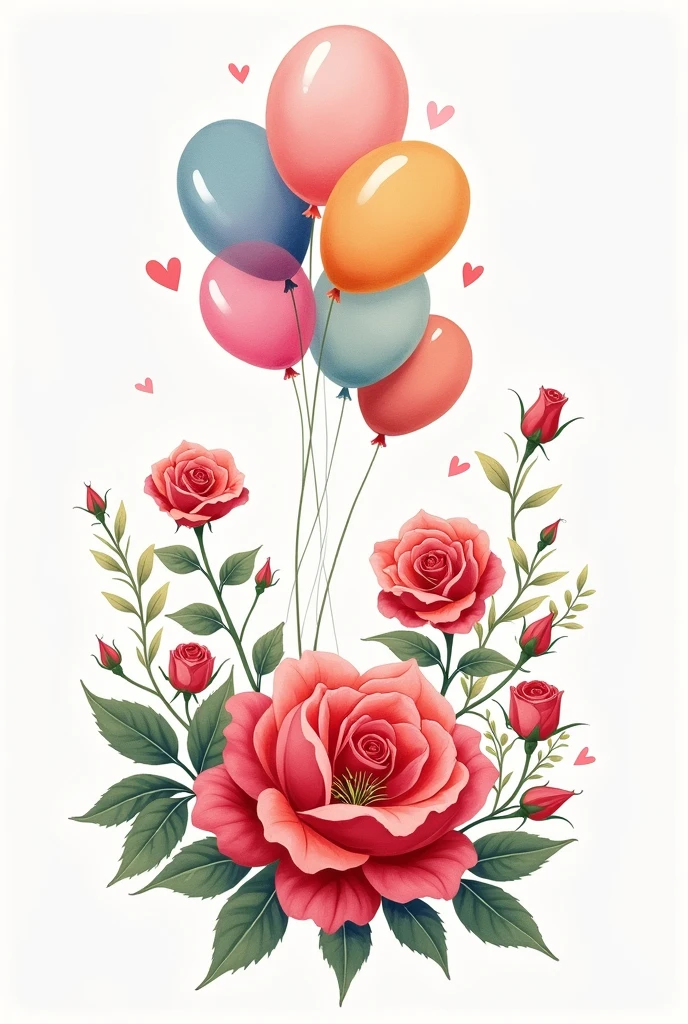 Logo theme: Hana flower shop. With roses and balloons