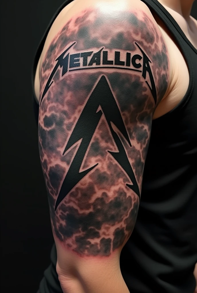 Create an image to tattoo on your back with the theme of the band Metallica 
