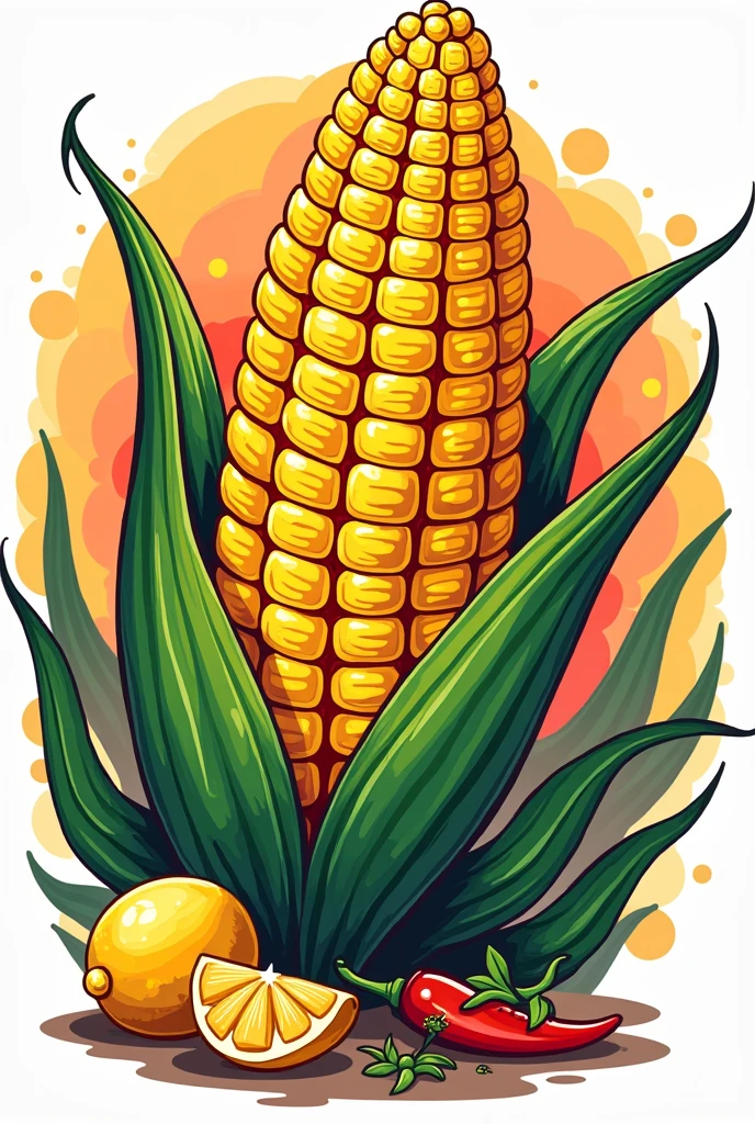 I want to create a logo for a corn cob sale in Colombia. Our business is called Chilosos. I want it with bright colors, nice letters, and for the corn to be eye-catching and tender, with things from Colombia but also from Mexico, with chili, cheese, or lemon.