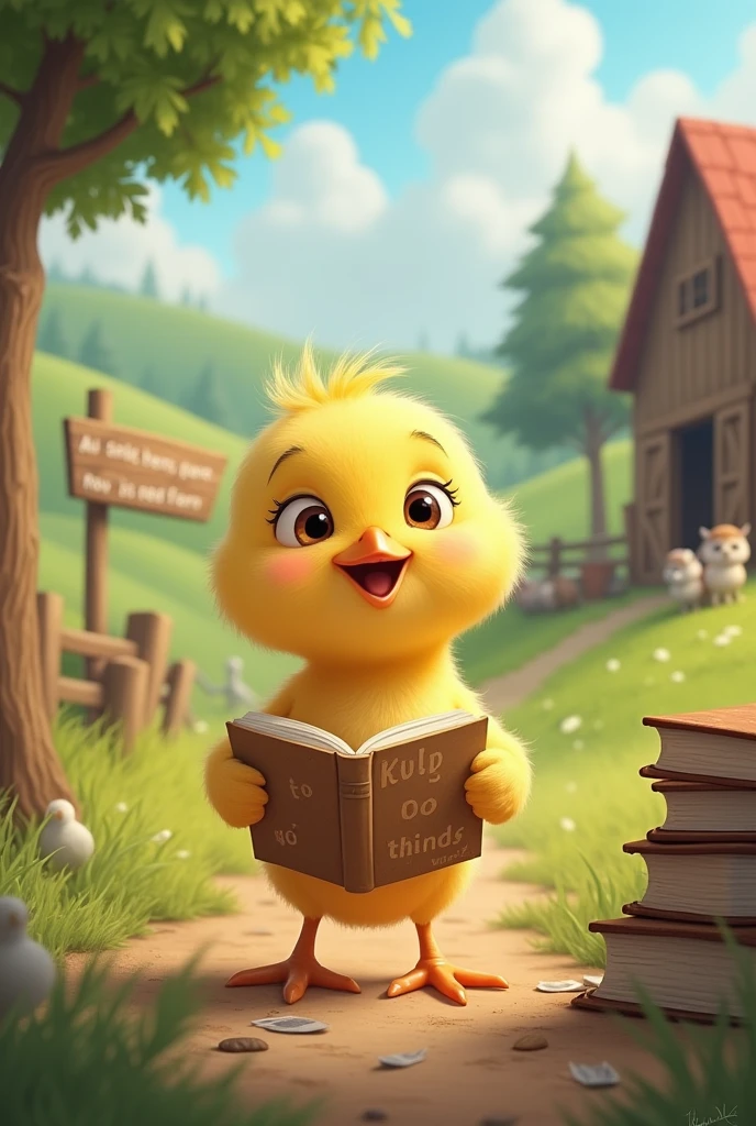 A little chick on a farm who couldn't read