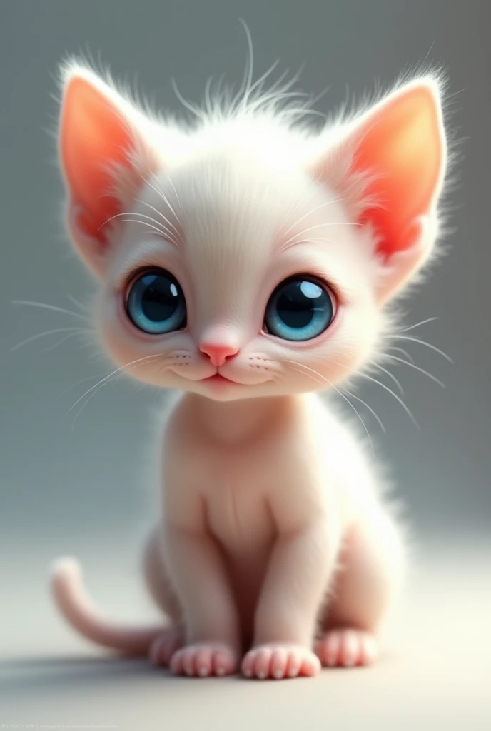 Bald kitten with blue eyes