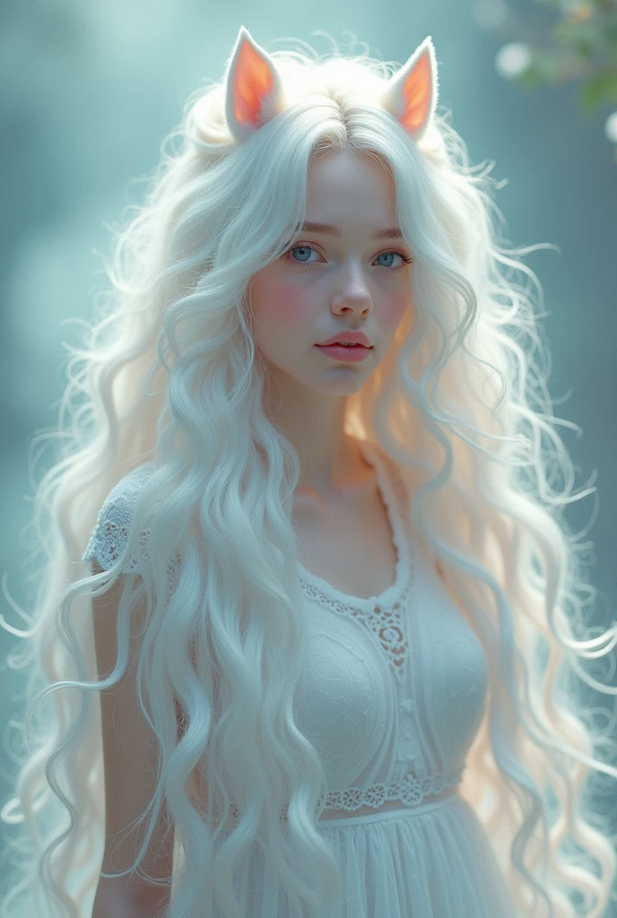 white girl as a unicorn with unicorn hair all over from head to toe full body.