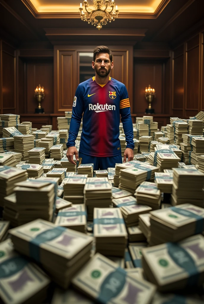 Messi with million dollars in his room