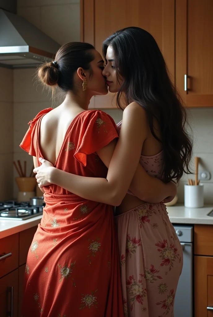 While Indian aunty was cooking in the kitchen, I tied my son-in-law aunty's backside lustfully, boy and indian curvy aunty hugging tightly in Kitchen