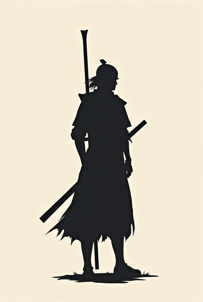 Create a logo with a samurai silhouette in black without too many details