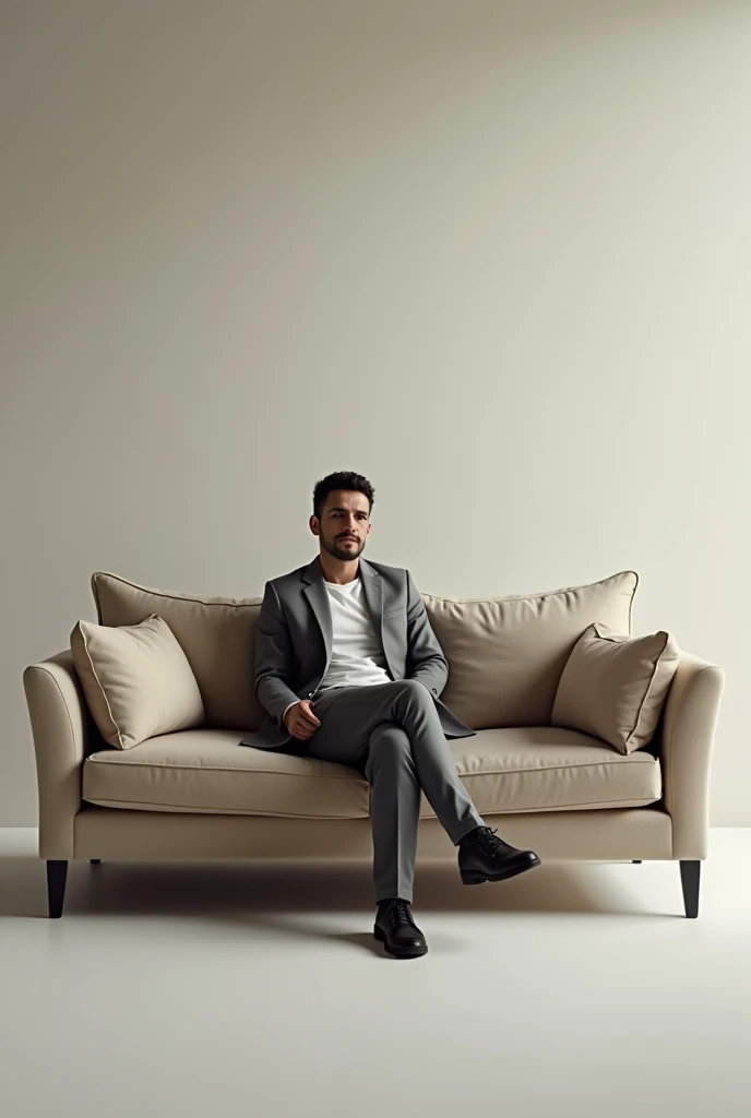 Person sitting on a piece of furniture that looks real, not cartoonish