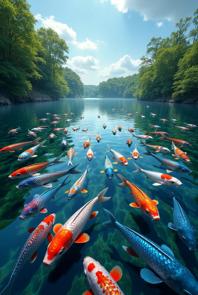 tessellation of fish in a lake