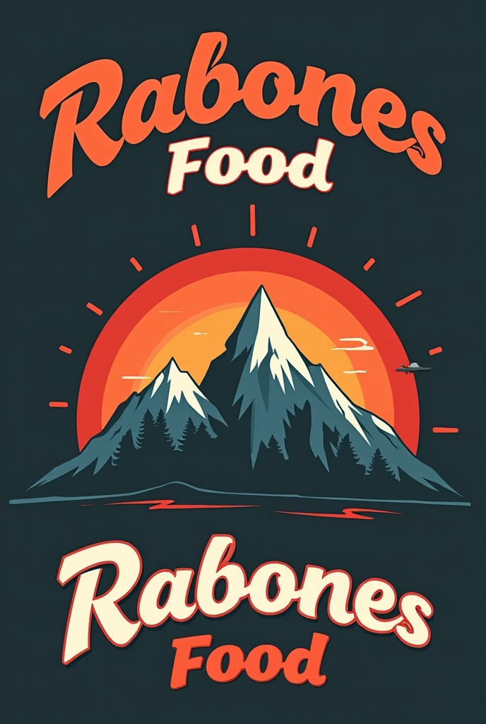 Logo for a fast food restaurant that sells hamburgers, French fries and hot dogs, In addition to having to do with the mountain and called "Rabones Food", 

