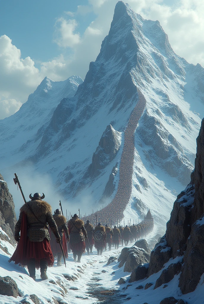 100 Vikings warrior mountain with ship