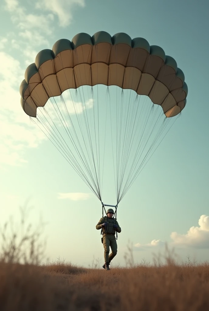 He hit the ground and the parachute fall down