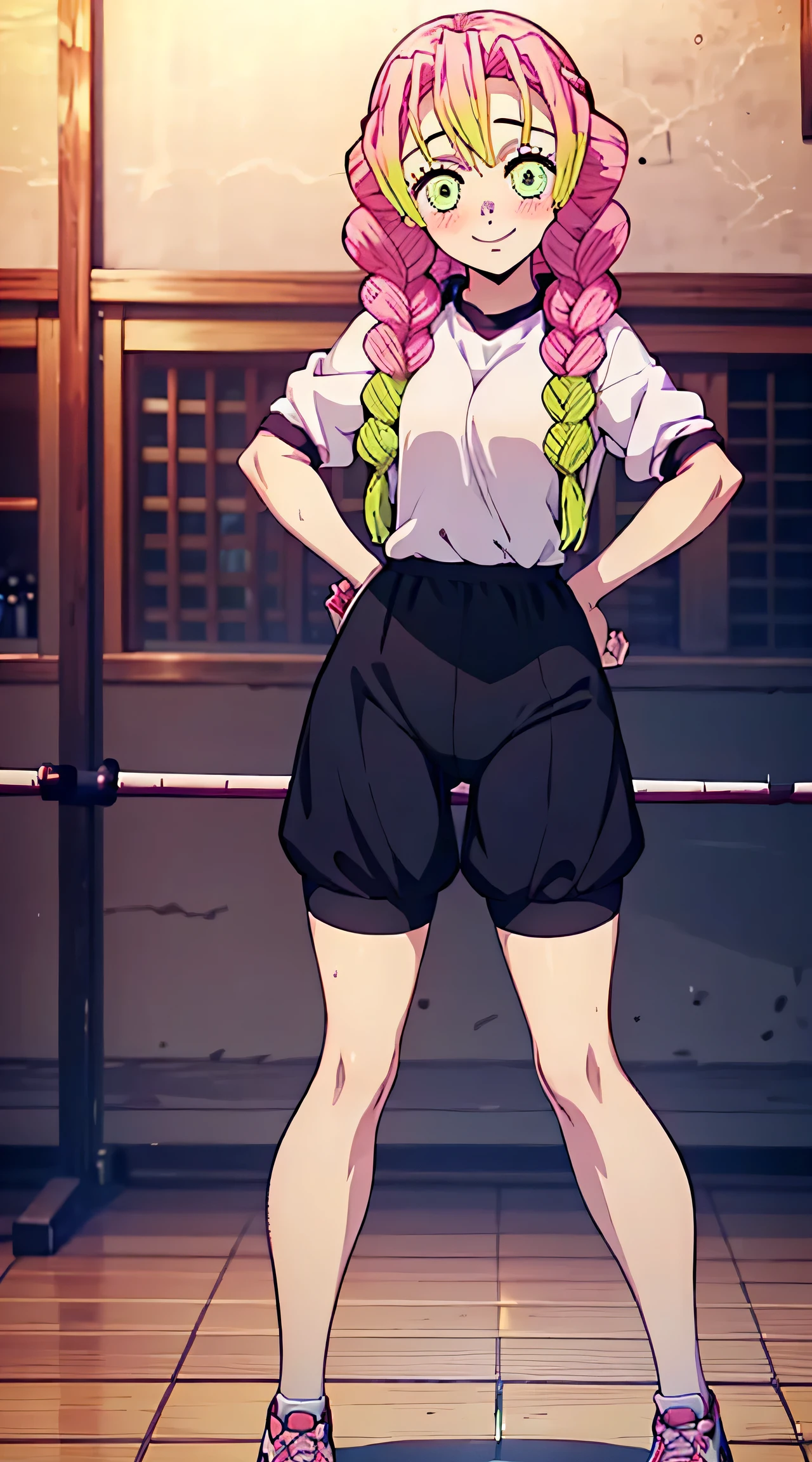 ((table top, highest quality, High resolution, nffsw, perfect pixel, 4K, nffsw, nffsw))), (((Beautiful park)))、alone girl、ass, gorgeous ass, natural ass,
, ((gentle smile, blush:1.2)), ((smooth texture:0.75, realistic texture:0.65, realistic:1.1, Anime CG style)), medium breasts,ass pose、 ((full body shot))、 slender body, ((Gym Uniforms、黒bloomers、bloomers、volleyball clothes))