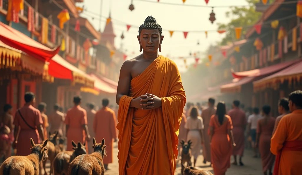 Buddha stand by against animal killing in hindu festival