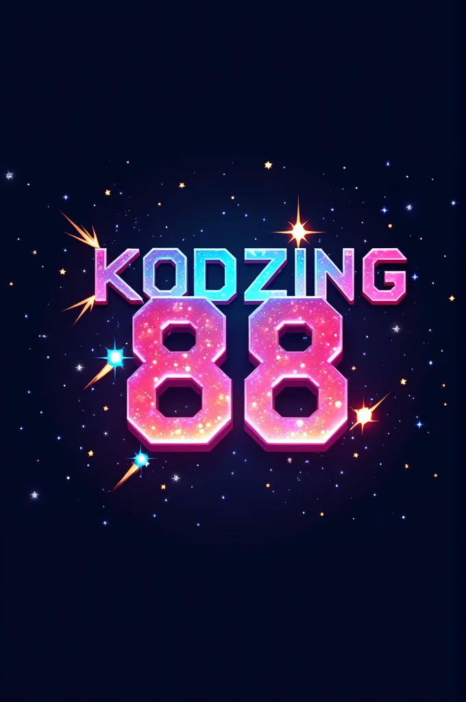 Design the logo “Kodzing88” related to gambling, games, 8-bit, rockets and space.
