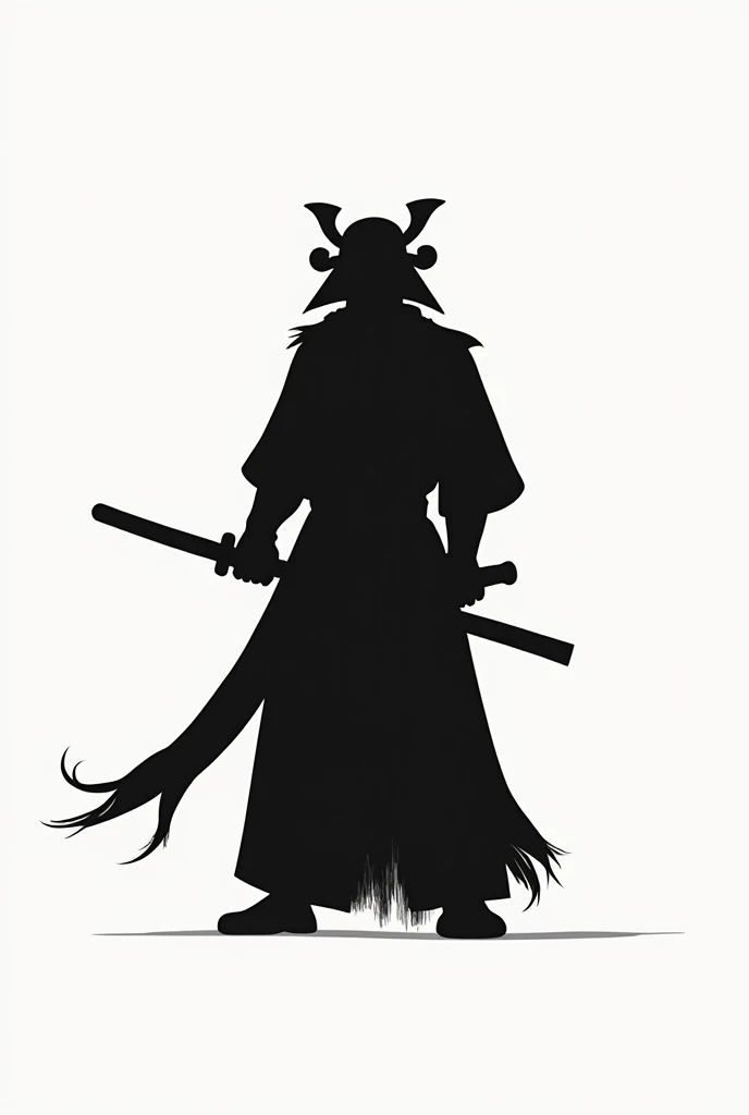 Create a logo with a black samurai silhouette without many details with a kind of trail behind him as if he had come running
