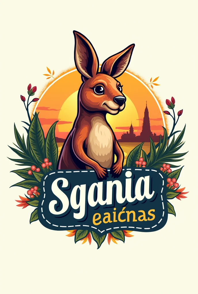 Create an original Australian food logo with a name for a business in Spanish that is eye-catching and has elements from that country of gastronomy