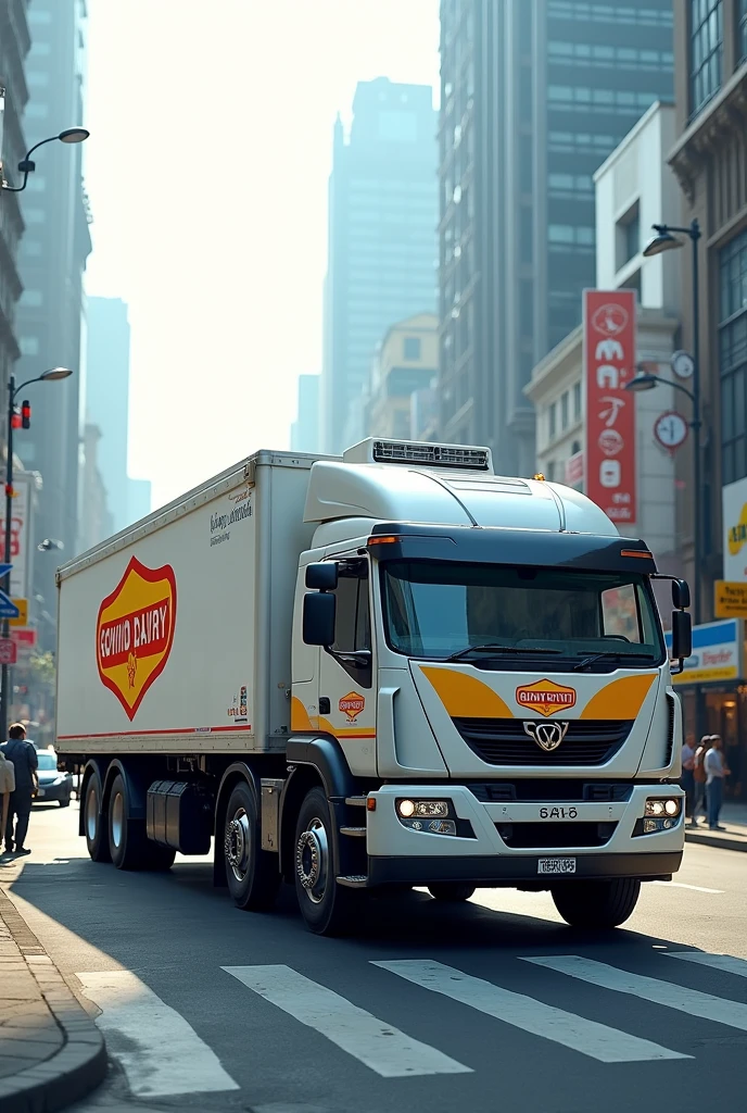 Create a image of transport vehicle name as govind dairy