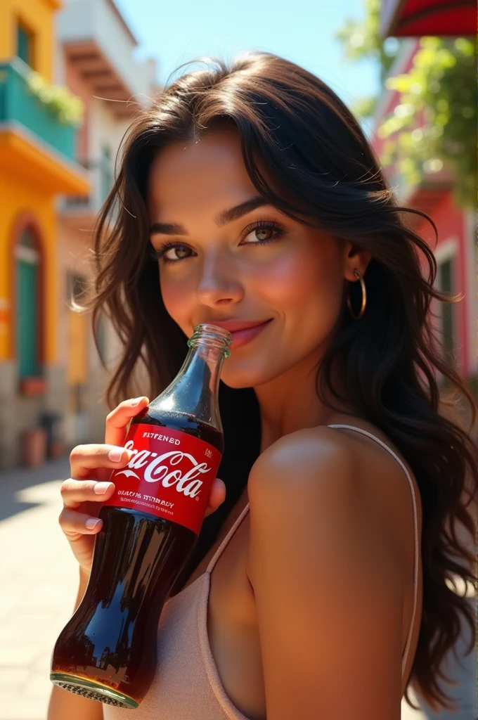 white latina girl drinking a coke 