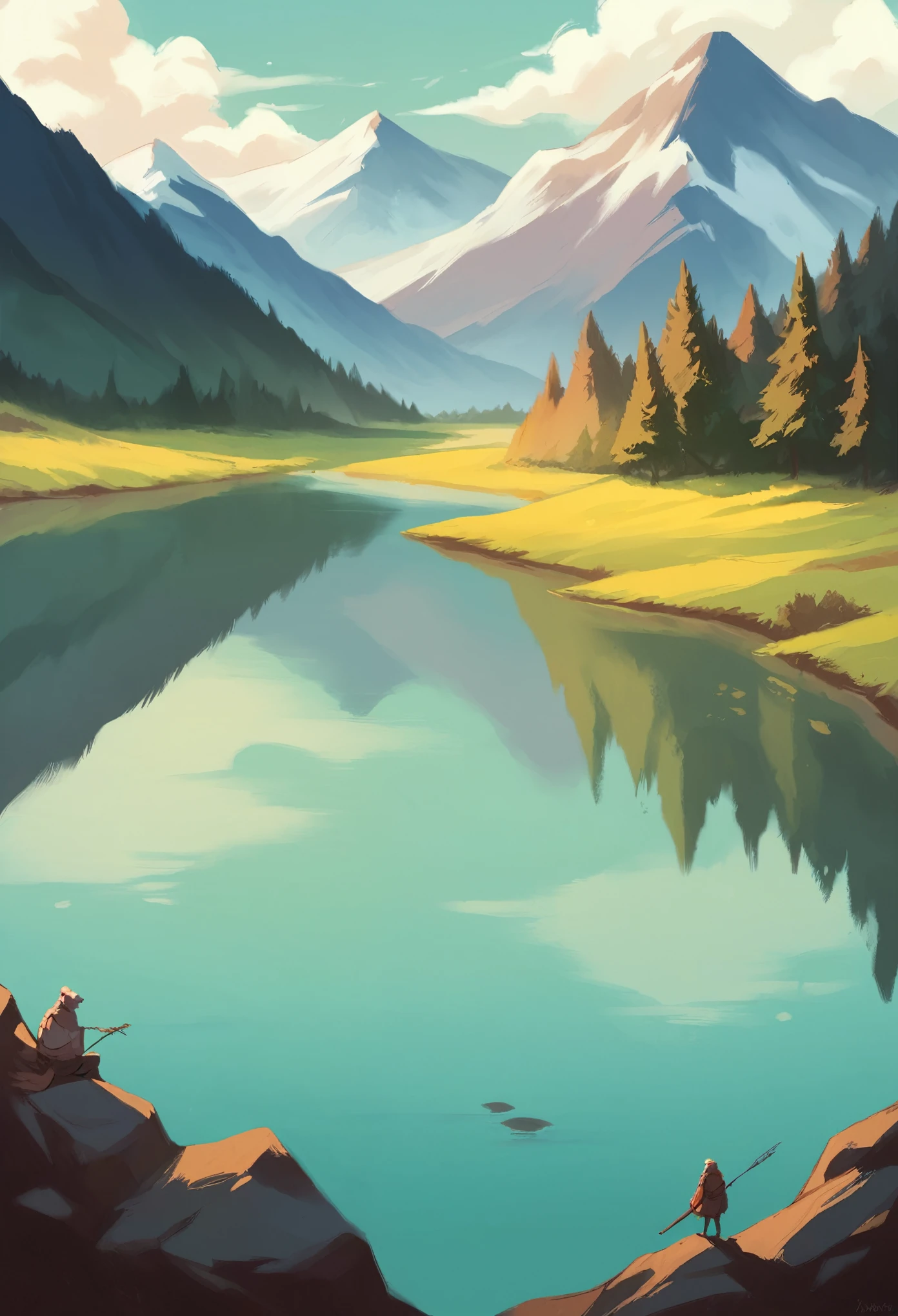 Mountains with a lake