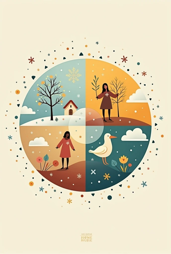 Four seasons icon winter summer spring autumn vector illustration
