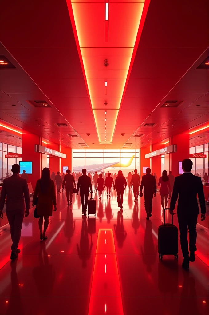 Creates an image of an airport with the color red