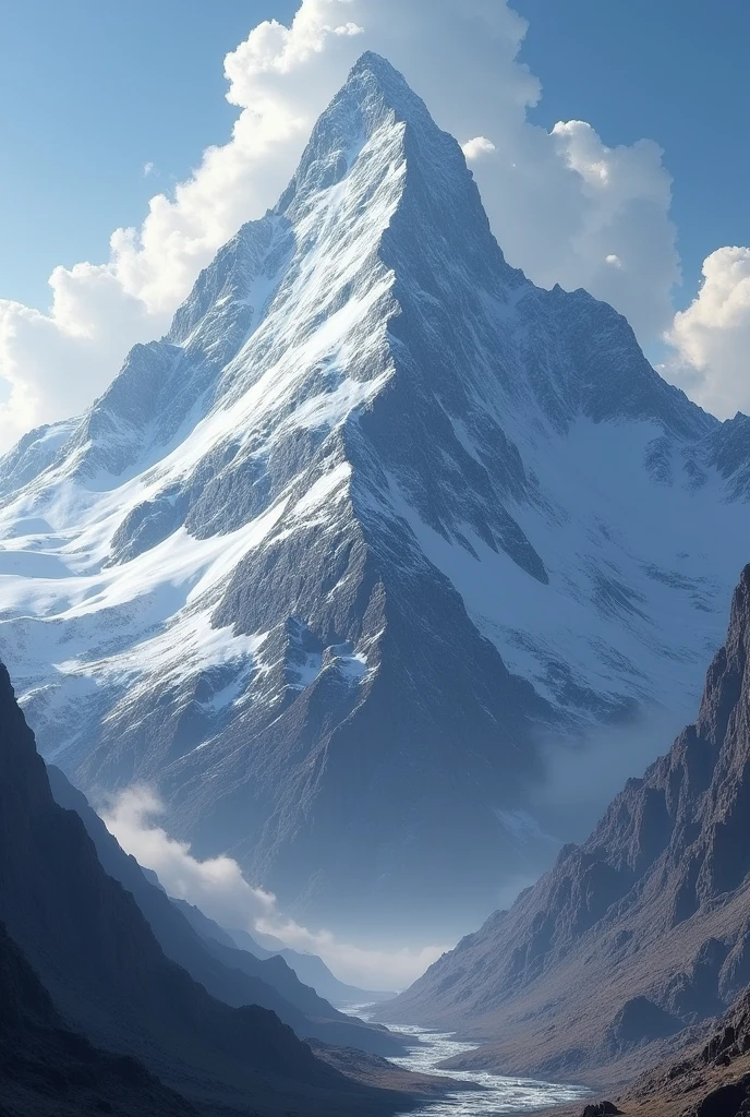 Make a picture of an extremely tall mountain
