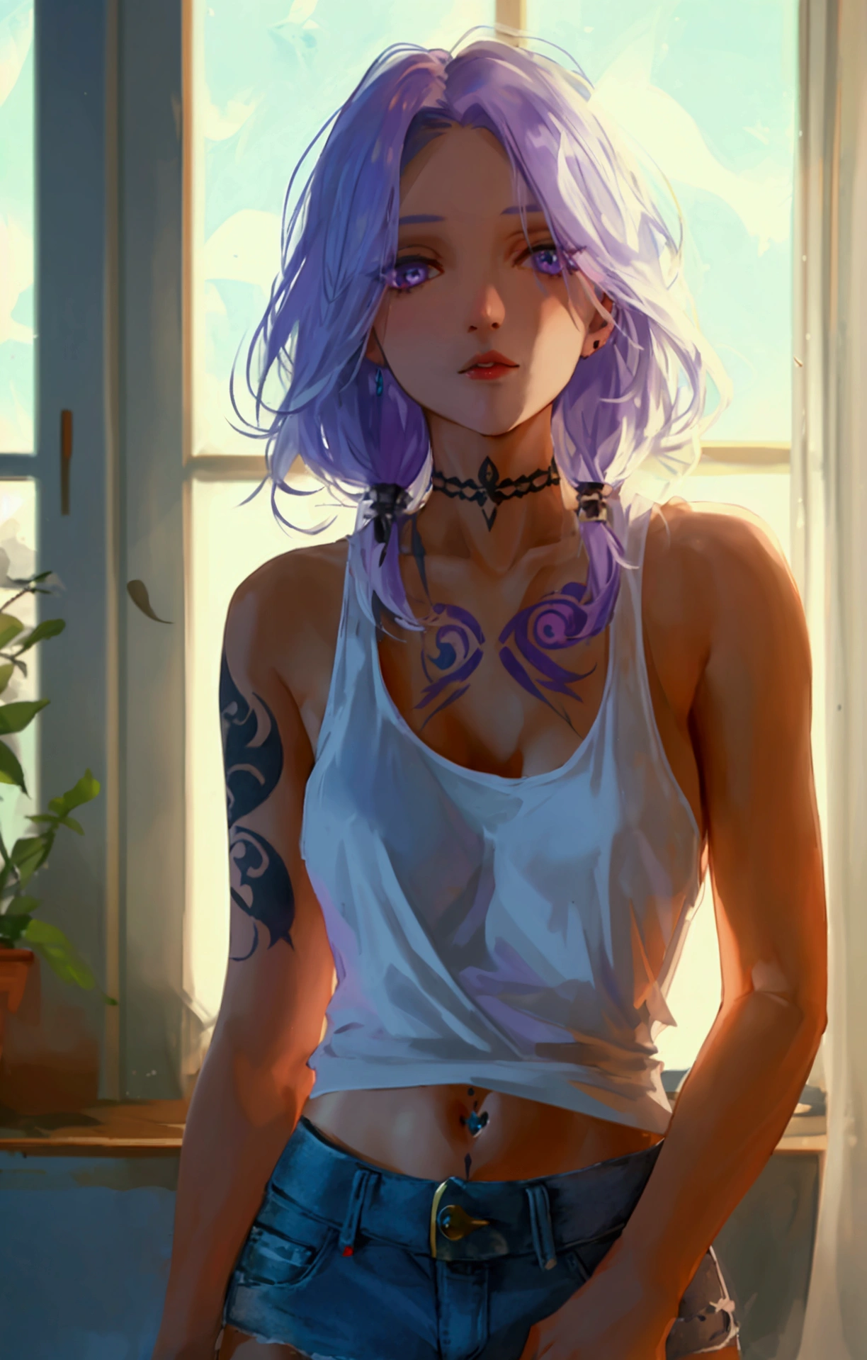 a mature woman with white dreadlocks and dark skin, several tattoos on her body, dogstyle pose with legs open, detailed anatomy, masterpiece, ultra-detailed, photorealistic, professional photography, dramatic lighting, moody atmosphere, warm color tones