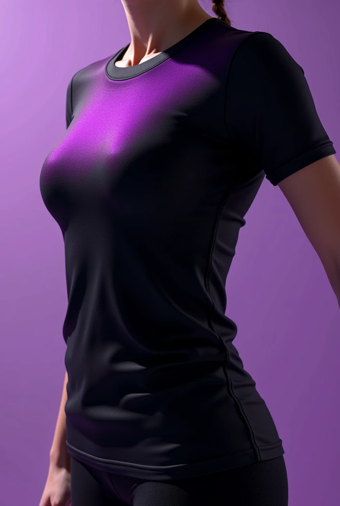 Black sports t-shirt design with a purple gradient for women