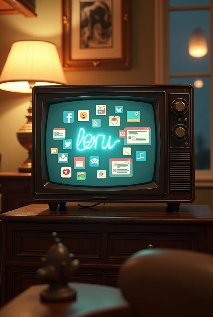 create an old tv with social networks inside 