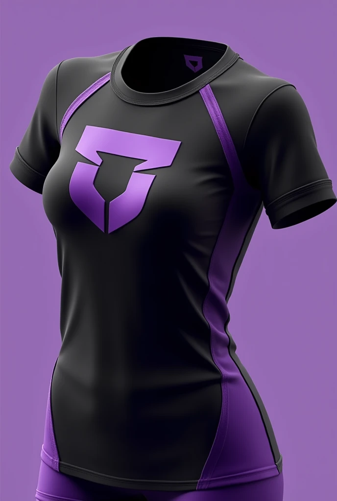 Black and purple sports t-shirt design for women with logo