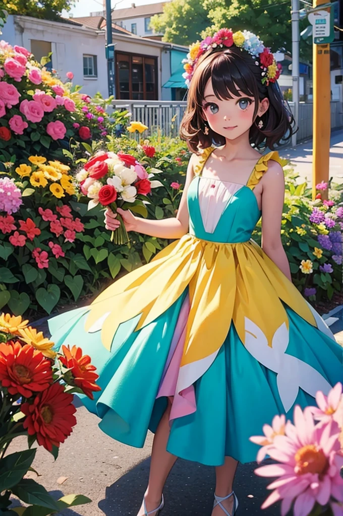 Colorful Flower Girls Dress