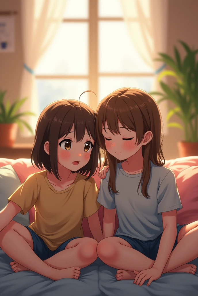 Two girls who are at home
