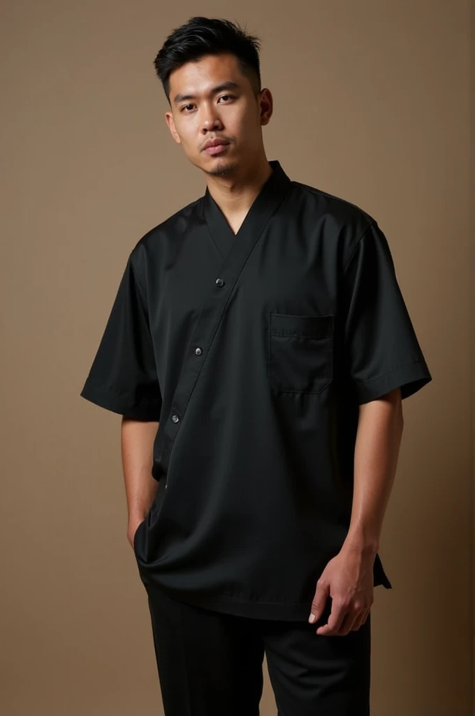 Uniforme negro oversize para restaurante de sushi con imagenes