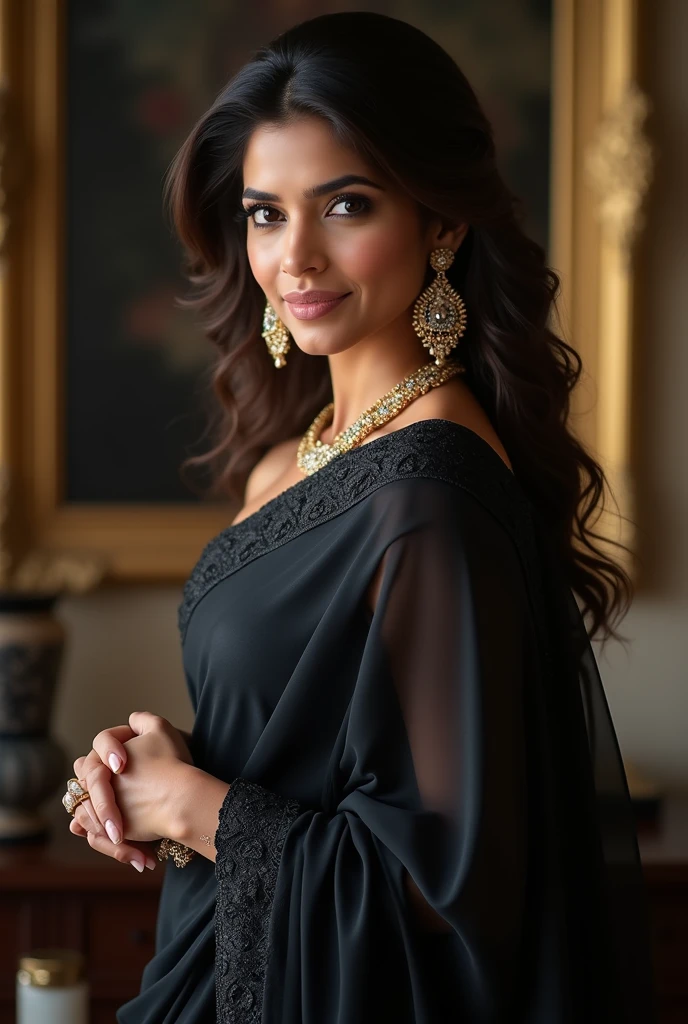 Priyanka Chopra in black saree